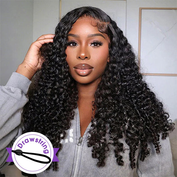 Burmese Curly Glueless Wig Bleached Knots 13x4 13x6 HD Lace Front Wear Go Wig With Flexible Fit Drawstring