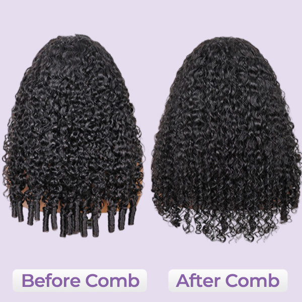 24h Shipping | Burmese Curly Human Hair Half Wig Glueless Wear Go Seamless Blend Flip Over Wig
