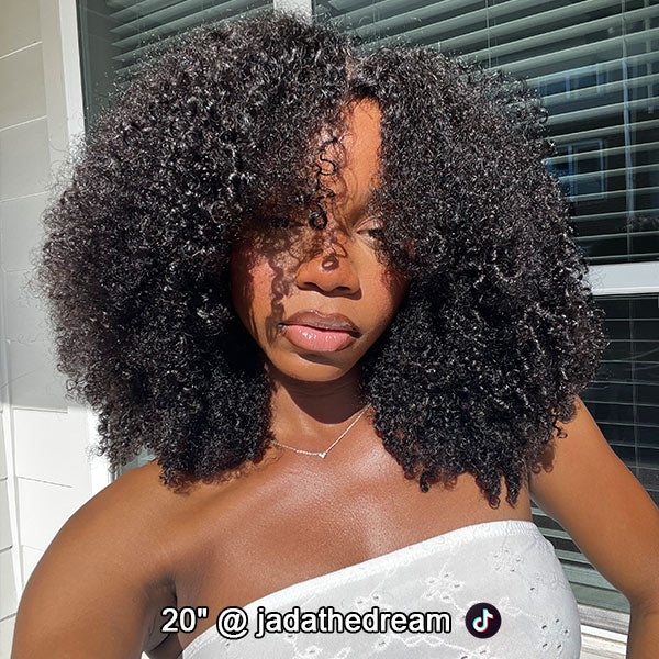 7x5 afro curly drawstring lace wig