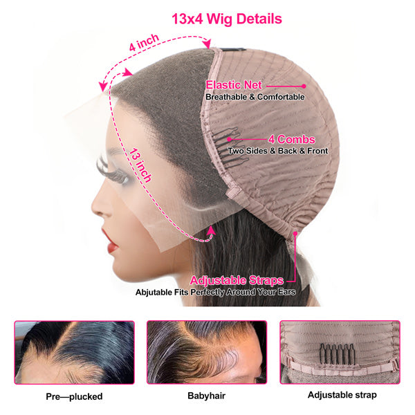 Body Wave 13x4 13x6 HD Lace Frontal Wig Skin Melt Human Hair Wig With Natural Hairline