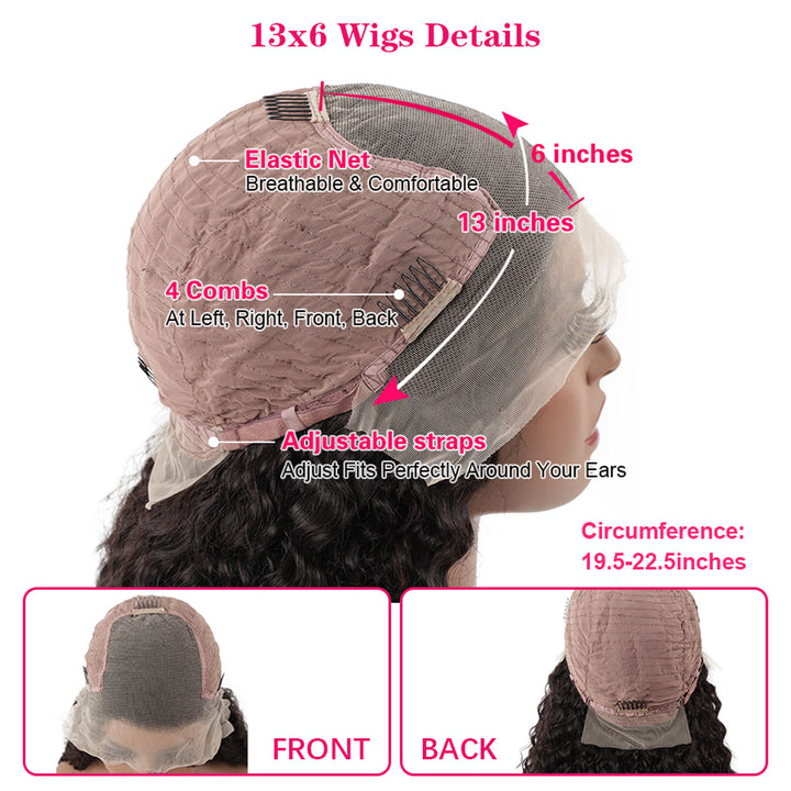 Pre-Plucked Water Wave Short Bob Wigs 13x4 13x6 Lace Frontal Wig 100% Human Hair Wig