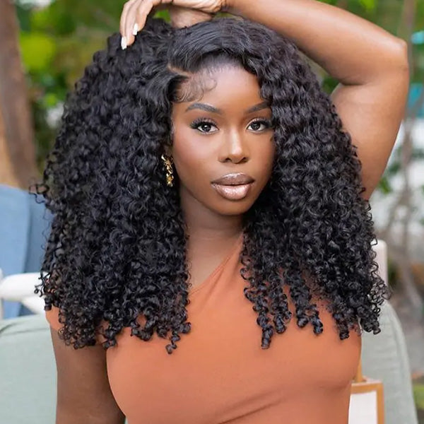 OQ HAIR Burmese Curly Glueless Wig Bleached Knots Pre-cut 7x5 9x6 HD Lace Wear Go Wigs With Elastic Drawstring