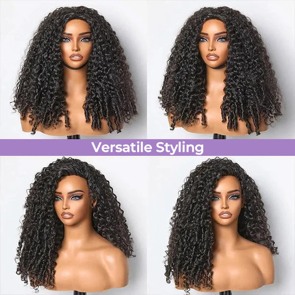 24h Shipping | Burmese Curly Human Hair Half Wig Glueless Wear Go Seamless Blend Flip Over Wig