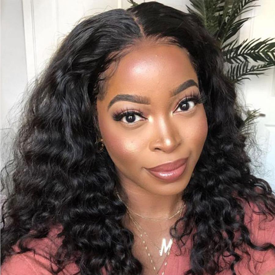 OQ HAIR Loose Deep Wave Virgin Human Hair 4x4 Lace Closure Wigs Pre-plucked Natural Hairline