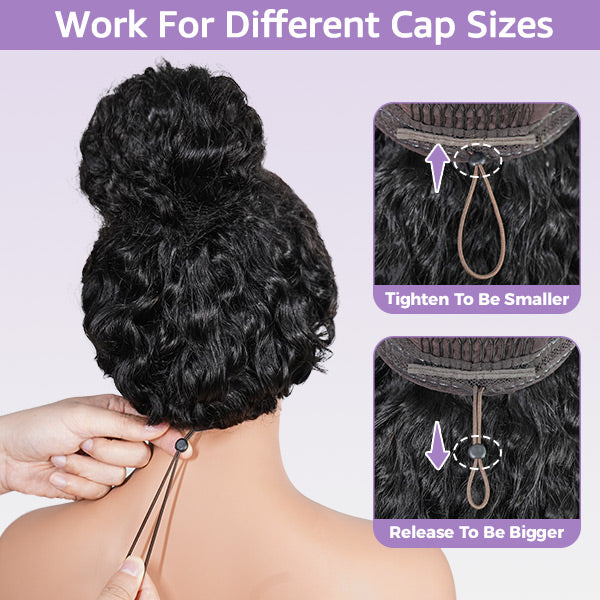 CLEARANCE | Burmese Curly Glueless Bleached Knots Pre-cut 7x5 HD Lace Drawstring Wear Go Wig 280% Density