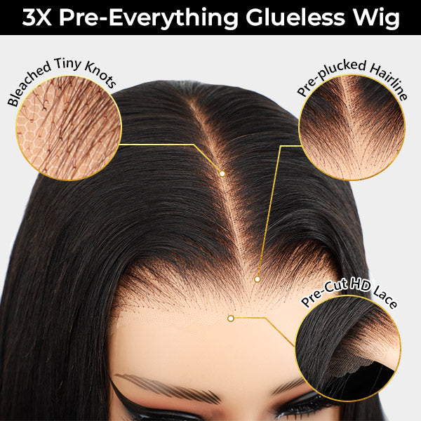 OQ HAIR M-Cap Kinky Straight Pre Cut 9x6 HD Lace Wear Go Glueless Wigs Pre Bleached Tiny Knots Lace Front Wigs