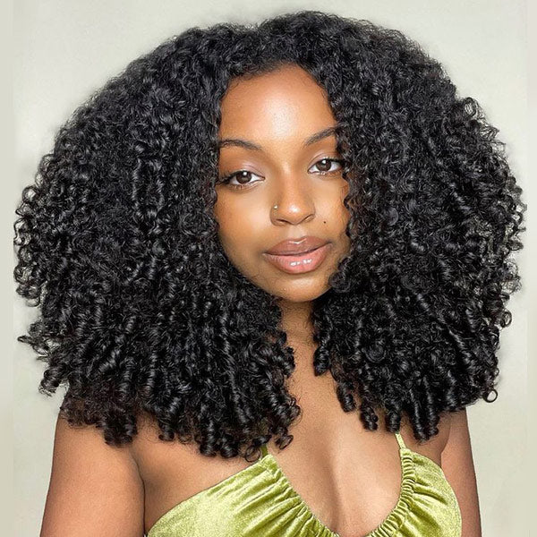 OQ HAIR Burmese Curly Glueless Wig Bleached Knots Pre-cut 7x5 9x6 HD Lace Wear Go Wigs With Elastic Drawstring