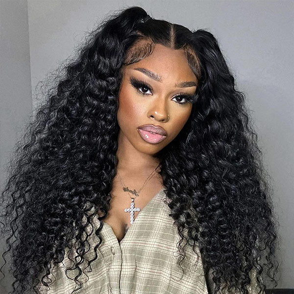 OQ HAIR Loose Curly Snug Fit Elastic Drawstring Wear Go Glueless Wig Pre-cut 9x6 HD Lace Bleached Knots