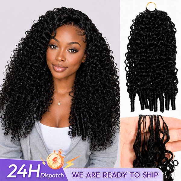 24h Shipping | OQ HAIR Premium Burmese Curly Pre-Separated Feather Crochet Human Hair Lightweight Reusable