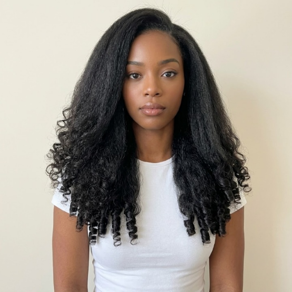 24h Shipping | 3 In 1 Half Wig Glueless Kinky Straight Burmese Curly Wear Go Half Wig With Yaki Spiral Curls