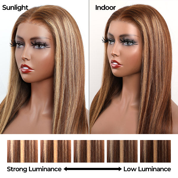 Pre-cut Lace Wig Straight Hair 4/27 Highlight Wear Go Glueless Wig 4x6 HD Lace Wig Preplucked with Natural Hairline
