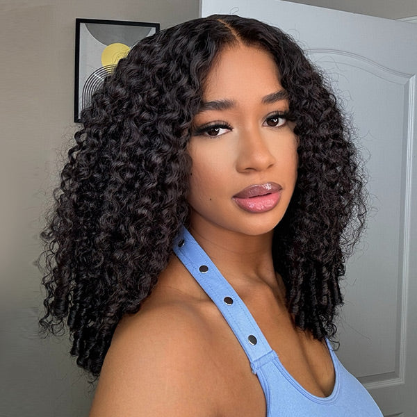 OQ HAIR Burmese Curly Invisi-Drawstring Pre-Cut Lace 360 Glueless Wig With Bleached Knots Snug Fit Wear Go Wig