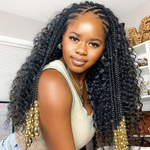 Deep Wave Soft Seamless Crochet Hair Natural Black Human Hair Extension