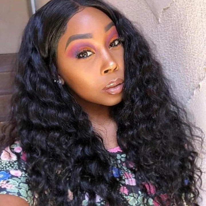 OQ HAIR Loose Deep Wave Virgin Human Hair 4x4 Lace Closure Wigs Pre-plucked Natural Hairline