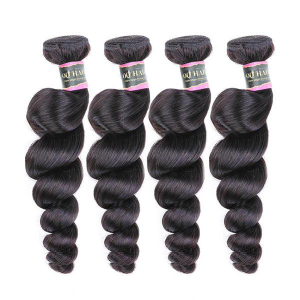 4 Bundles Loose Wave Human Virgin Hair Natural Black