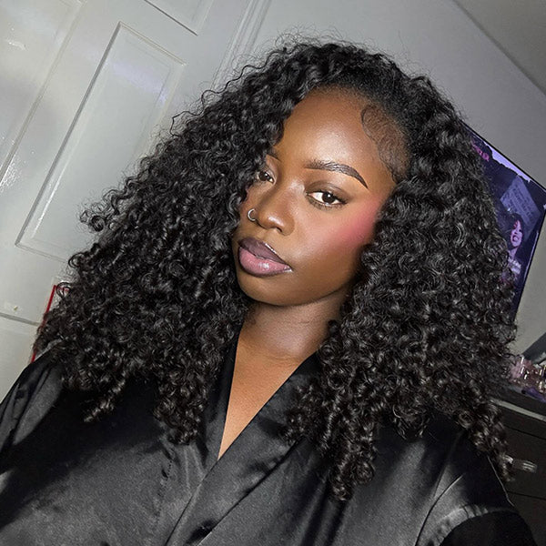OQ HAIR Burmese Curly Invisi-Drawstring Pre-Cut Lace 360 Glueless Wig With Bleached Knots Snug Fit Wear Go Wig