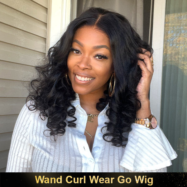 OQHAIR Wand Curl Wear Go Glueless Wig 4x6 HD Lace Pre Cut Lace 100% Glueless Wig Preplucked with Natural Hairline