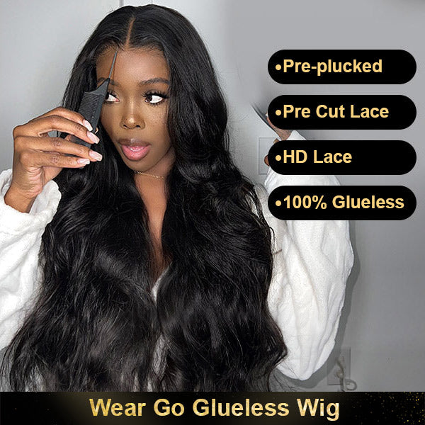 OQHAIR 100% Glueless Wear Go Wig Pre-cut Lace Undetectable 4x6 HD Lace Wigs Preplucked with Natural Hairline 180% Density Human Hair Wigs