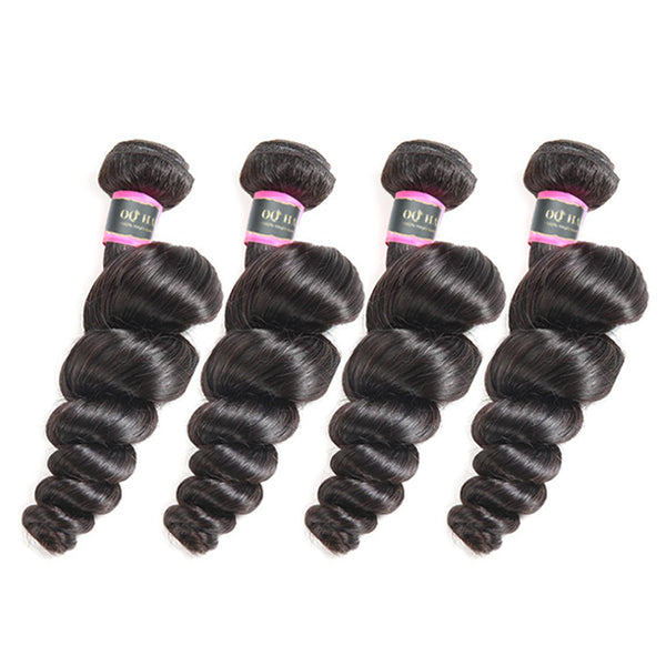 4 Bundles Loose Wave Human Virgin Hair Natural Black