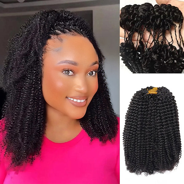 OQ HAIR Invisible String Feather Afro Curly Crochet Human Hair Perfect For Boho Braids