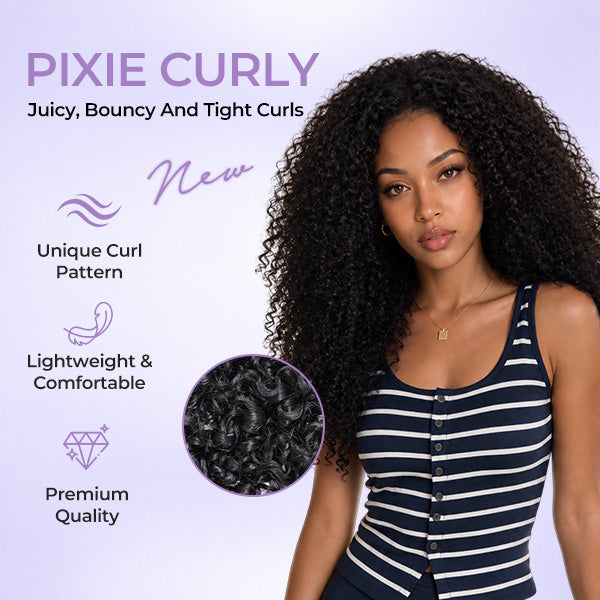 OQ HAIR Pixie Curly Airvolume 3 In 1 Crochet Half Wig Glueless Quick Install Beginner Friendly