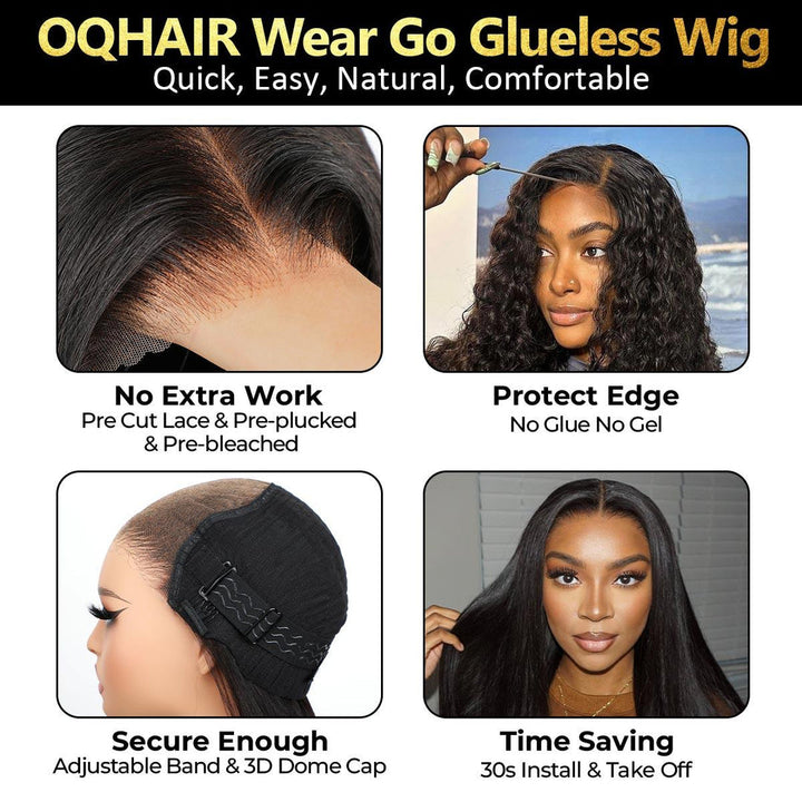 24h Shipping | Wand Curl Bleached Knots Wear Go Glueless Wigs Pre Cut 4x6 HD Lace Closure Wigs