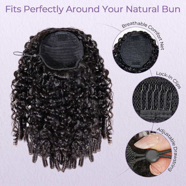 Burmese Curly Ponytail Thick Volume Quick Wrap Natural Hair Unit