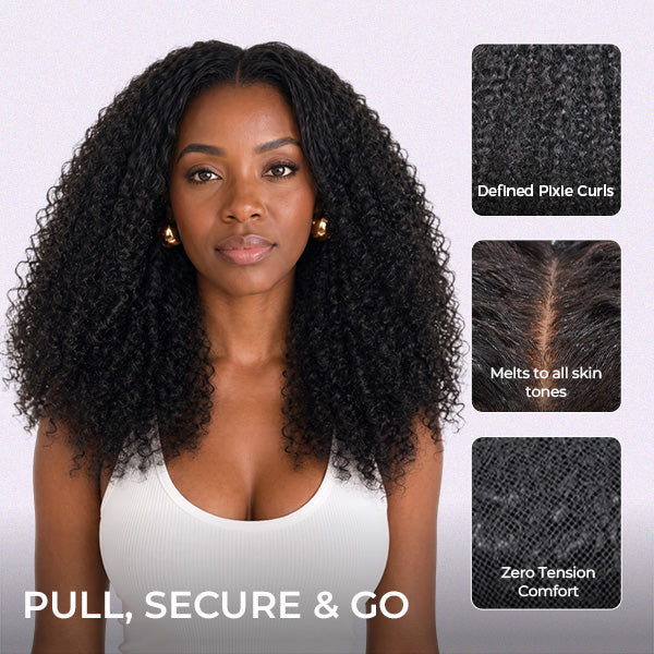 OQ HAIR Pixie Curly 7x5 Lace Closure Wig Bleached Knots Pre Plucked Hairline Everyday Wear
