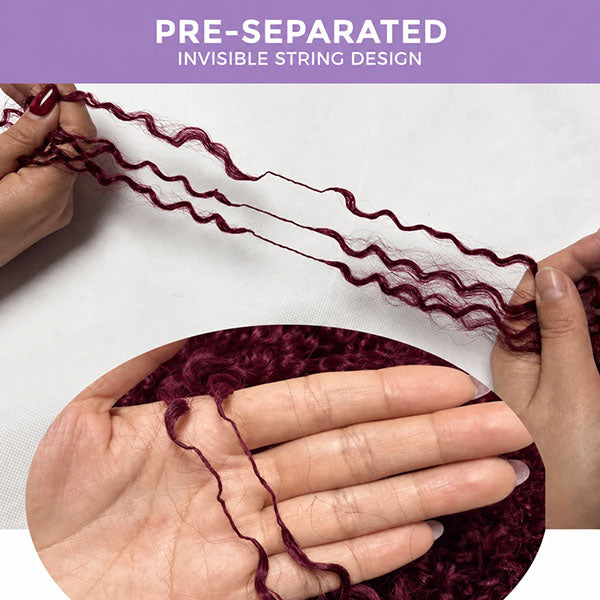 Pre-sale | OQ HAIR Damage Free 99J Burgundy Deep Wave Human Hair Extensions for Maximum Comfort