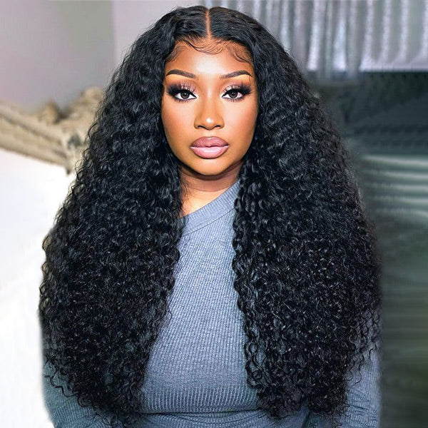 OQ HAIR Water Wave Wear Go Wig Pre-cut 7x5 HD Lace Bleached Knots Wig With Pre-plucked Hairline