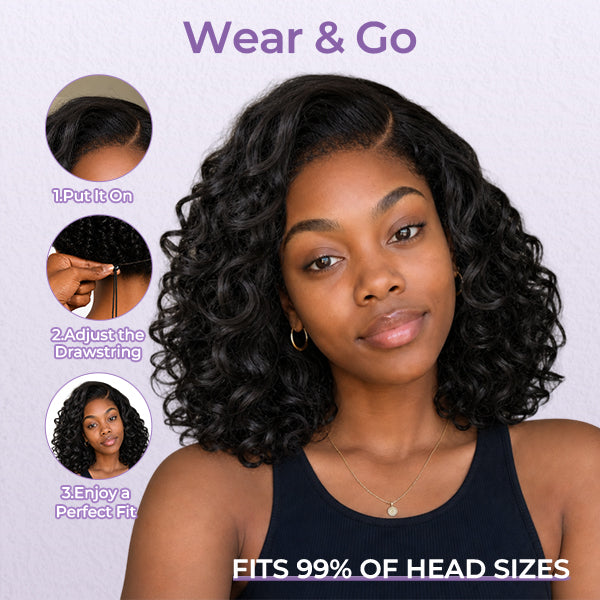 OQ HAIR 4C Edges Hairline Glueless Voluminous Bouncy Curly Wig C Part 9x6 Pre-styled Wear Go Wig With Drawstring Cap