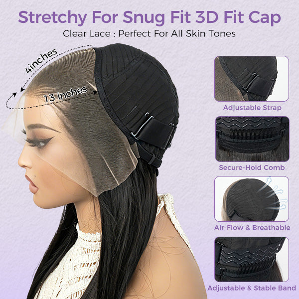 OQ HAIR Sleek Bone Straight Hair Seamless Blend 13x4 Lace Frontal Wig Natural Hairline