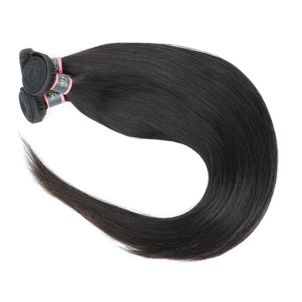 Straight Virgin Human Hair 3 Bundles With 2x6 Deep Parting HD Lace Closure