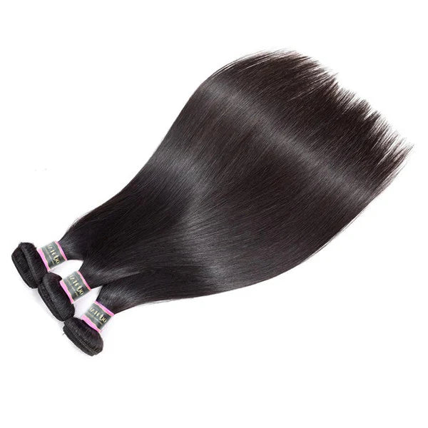Straight Virgin Human Hair 3 Bundles With 2x6 Deep Parting HD Lace Closure