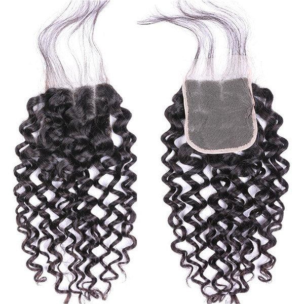 Water Wave Virgin Human Hair 3 Bundles With 4x4 Lace Closure