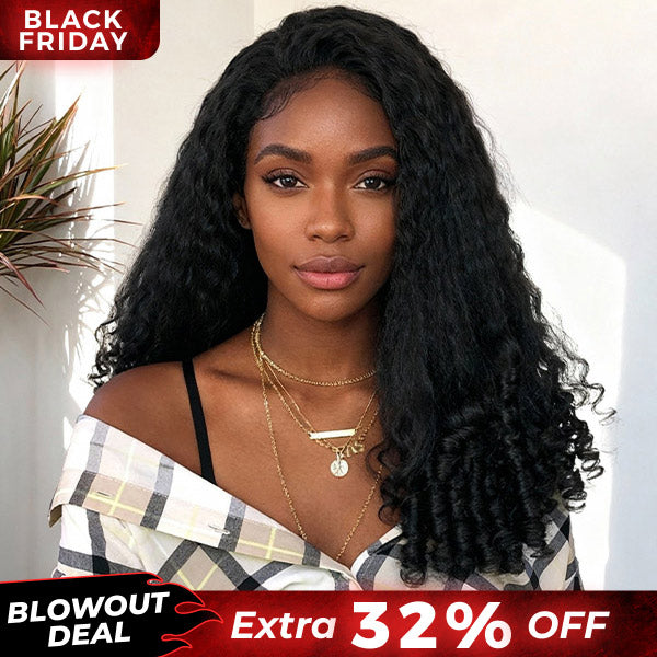 3 In 1 Half Wig | Glueless Kinky Straight Burmese Curly Elastic Drawstring Wear Go Half Wig With Yaki Spiral Curls