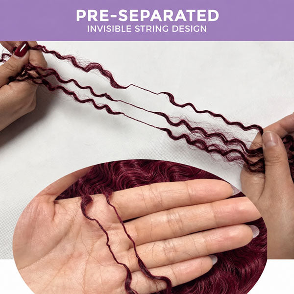 Pre-sale | OQ HAIR Breathable 99J Burgundy Body Wave Human Hair for Crochet Micro Ring Loop Styles