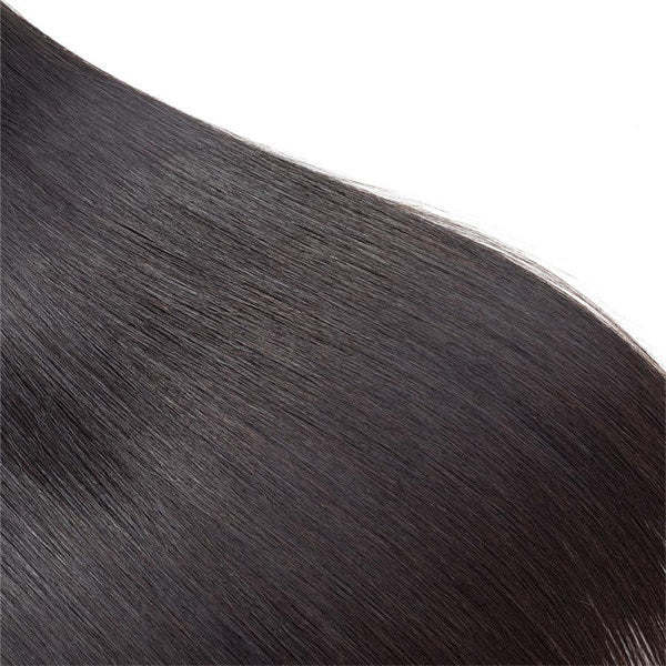 Straight Virgin Human Hair 3 Bundles With 2x6 Deep Parting HD Lace Closure
