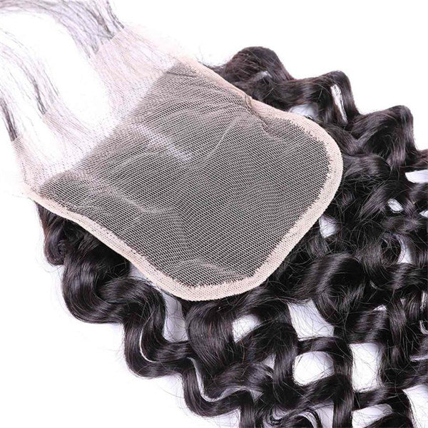 Deep Wave 3 Bundles with 4*4 Lace Closure Human Virgin Hair