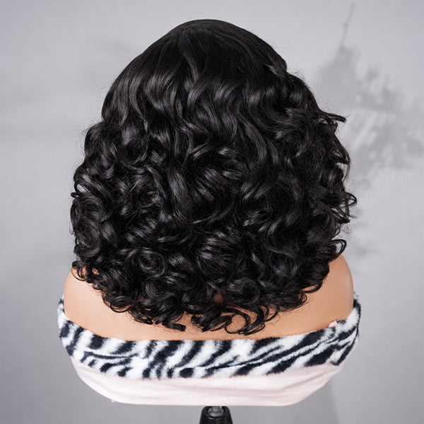 OQ HAIR 4C Edges Hairline Glueless Voluminous Bouncy Curly Wig C Part 9x6 Pre-styled Wear Go Wig With Drawstring Cap