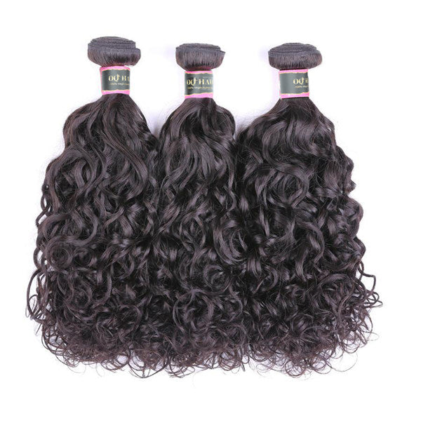 9A  Natural Wave Human Hair 3 Bundles with 4*4 Closure Natural Black