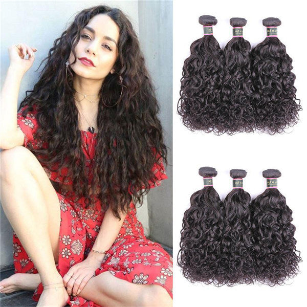 9A  Natural Wave Human Hair 3 Bundles with 4*4 Closure Natural Black