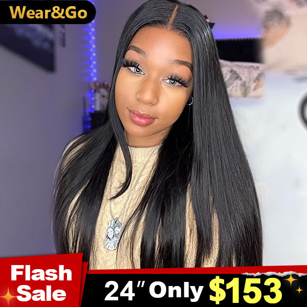 Flash Sale | Silky Straight Easy Wear Go Glueless Wigs Pre Cut 4x6 HD Lace Closure Wigs Beginner Friendly