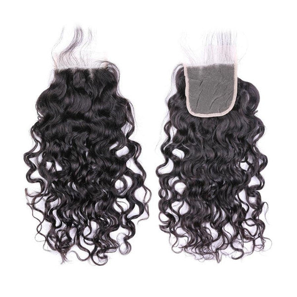9A  Natural Wave Human Hair 3 Bundles with 4*4 Closure Natural Black