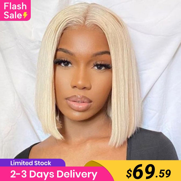 Flash Sale | 613 Blonde Straight Bob Wig 4x4 Lace Closure Wig Pre-plucked Hairline