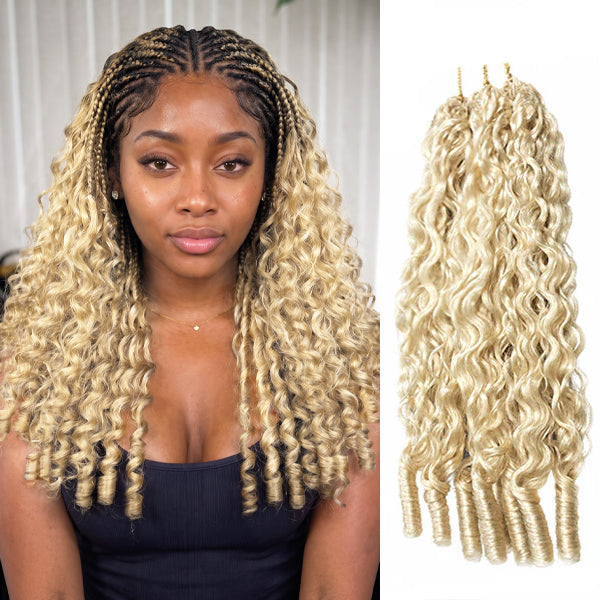 OQ HAIR 613 Honey Blonde Burmese Curly Crochet Human Hair Soft Defined Curls Beginner Friendly