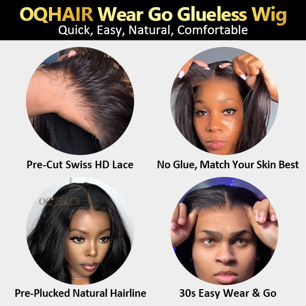 OQHAIR 4/27 Highlight Color Wear Go Glueless Wigs Pre Cut 4x6 HD Lace Kinky Curly Hair Short Bob Wigs