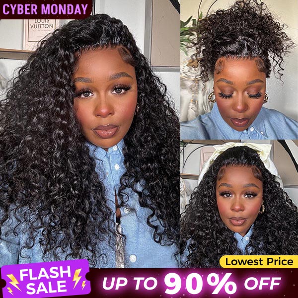 OQ HAIR Water Wave Invisi-Drawstring Flexible Fit 360 Lace Frontal Glueless Wig With Bleached Knots