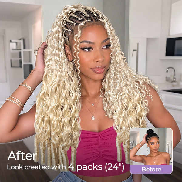 24h Shipping | OQ HAIR 613 Honey Blonde Burmese Curly Crochet Human Hair Weightless Volume Natural Skin Part Easy DIY
