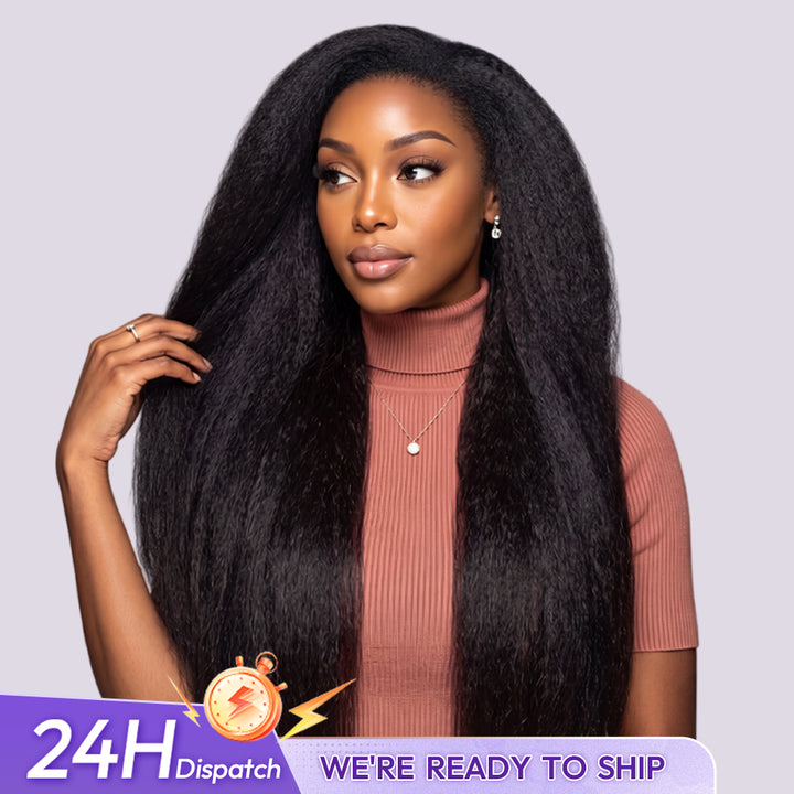 24H Shipping | Kinky Straight Human Hair 3 In 1 Wear Go Half Wig Easy Install Snug Fit
